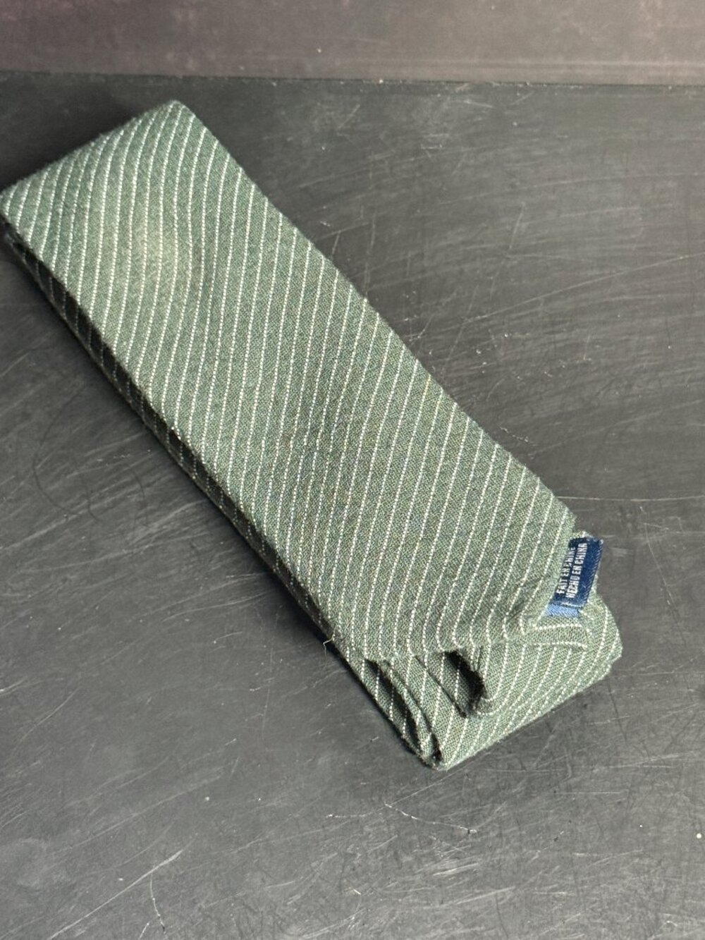 Penguin By Munsingwear Green Striped Linen Blend Tie